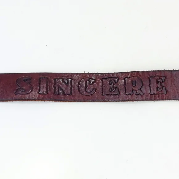 SINCERE Vintage Hand-Crafted Brown Leather Belt 36 - Picture 5 of 13